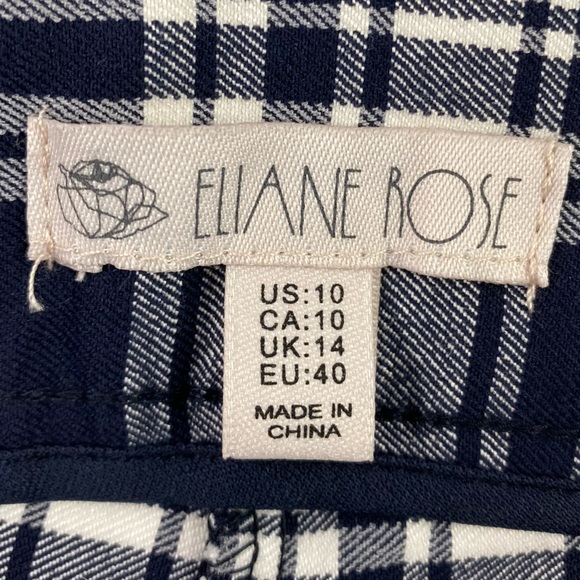 NWT Eliane Rose Plaid Navy White Classic Fit Pant Sz 10 - Picture 5 of 16